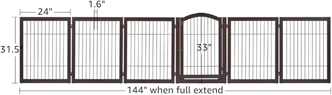 unipaws 144" Extra Wide Dog Gate and Pet Playpen, Free Standing Tall Dog Fence - Image 6