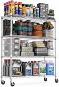 IZEUK Heavy Duty Rolling Utility Racks, 4-Tier Metal Wire Shelving Unit by IZEUK