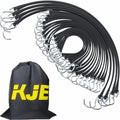 KJE 20Pack (15", 21", 31") Rubber Bungee Cords with S Hooks - Quality EPDM, Heavy Duty Black Bungee Straps, Ideal for Outdoor Tie Downs, Securing Tarps, Canvases, Cargo in Cold Hot Climates by KJE