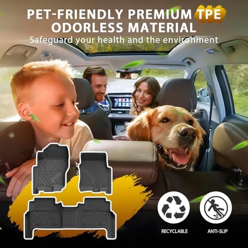 Powerty Floor Mats for Nissan Frontier 2022-2025 2026(Crew Cab with 2nd Row Under-Seat Storage) All Weather 3D TPE Anti-Slip Truck Liners for 1st & 2nd Row Accessories - Image 3