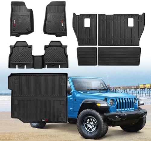 Custom for 2018-2025 2026 Jeep Wrangler JL 4 Door Floor Mats Cargo Liner Backrest Mat Full Set All Weather TPE Rubber Protection Mat (for 2018-2026 Jeep Wrangler JL 4 Door) by Wqyimat