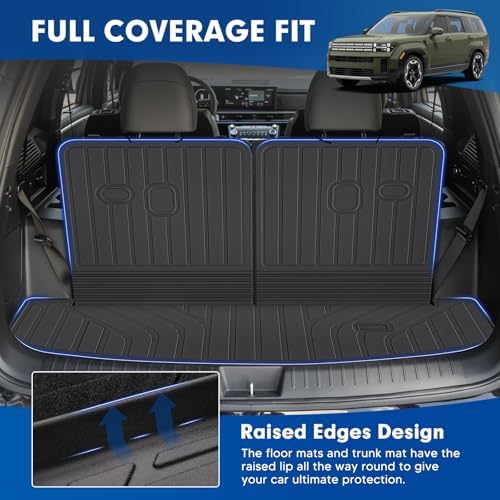 Mixsuper Cargo Liner for Hyundai Santa FE 2024-2026, Trunk Mat with Backrest Mat TPE All Weather Rear Cargo Mat Back Seat Protector Non-Slip Waterproof Accessories - Image 3