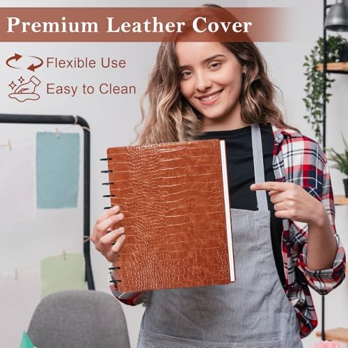 Pu Leather 8.5x11 In Discbound Notebook Cover And Disc Set Discbound Planner Cover With 11 Pcs Expansion Discs Disc Bound Notebook Accessories Letter Size For Office(Brown;No Inner Paper) - Image 5
