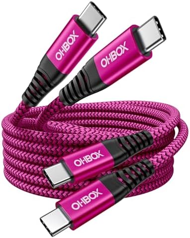 USB C to USB C Cable 60W [2Pack 3FT], USB C Fast Charging Cable for Car by OHBOX