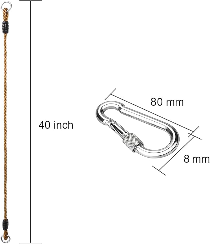 Set of 2 Tree Swing Safer Nylon Ropes 40 inch Indoor Outdoor Hammock Tree - Image 3