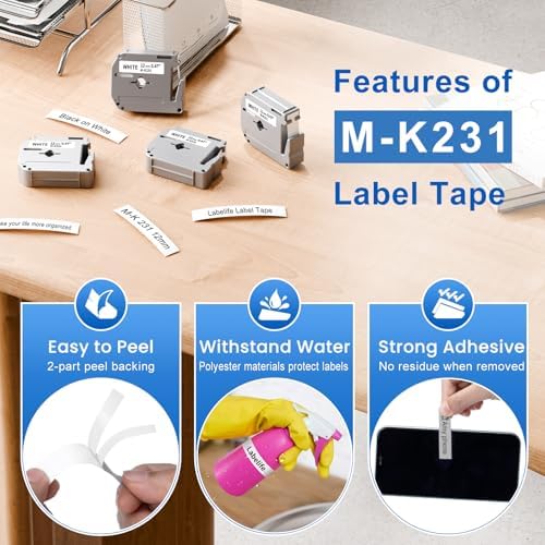 10 Pack Labelife M-K231s Label Tape Replace for Brother P Touch M Tape - Image 3