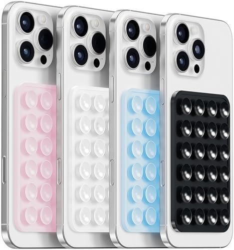 Anteel Silicone Suction Phone Case Mount, Non Slip Sticky Grip for Cellphone, Silicon Adhesive Suction Cup Mount, Strong Grip Holder for Selfies and Videos (LPK&LBL&TP&BLK) by Galundge