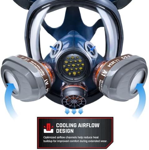 Parcil Distribution Full Face Respirator Mask - Air Purifying, Organic Vapor & Particulate - Industrial Use - CE Tested - Image 3