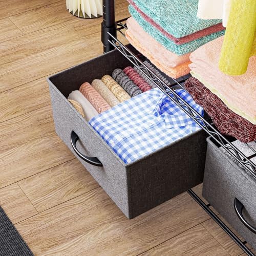 IZEUK Heavy Duty Garment Rack Wire Clothes Rack for Hanging Clothes (Dark Grey, 3 Tier with 2 box, 15.7" D x 35.5" W x 72.4" H) - Image 3
