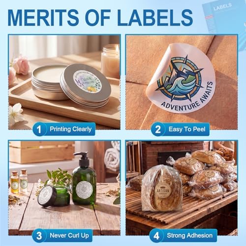 Circle Labels, 1.5" Round Labels, Round Sticker Labels for Laser&Inkjet Printers, 30 Sheets, 600 Total Adhesive Labels for DIY Craft, School Supplies, Pony Packaging (20 per Sheet) HB-C020 - Image 5