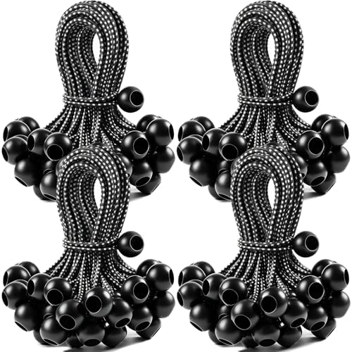 100 Pack Ball Bungee Cords 4 Inch, Heavy Duty Bungee Cord with Balls Canopy Tarp Tie Downs Bungee Balls for Camping, Shelter,Cargo,Tent Poles UV Resistant by Unknown