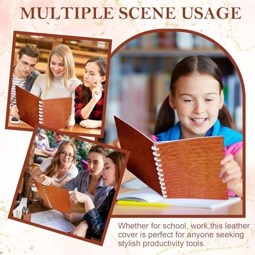 Pu Leather 8.5x11 In Discbound Notebook Cover And Disc Set Discbound Planner Cover With 11 Pcs Expansion Discs Disc Bound Notebook Accessories Letter Size For Office(Brown;No Inner Paper) - Image 6