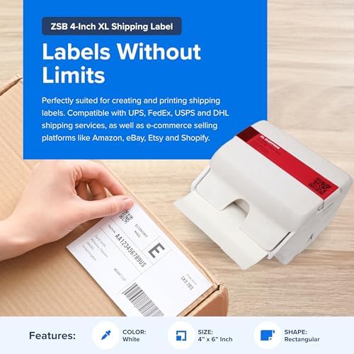 ZEBRA ZSB Series Labels - Potato Starch-Based Printer Label Paper - Recyclable Cartridge for Stickers - Versatile, Cloud-Based Adhesive - Shipping, 4" x 6" - Image 2