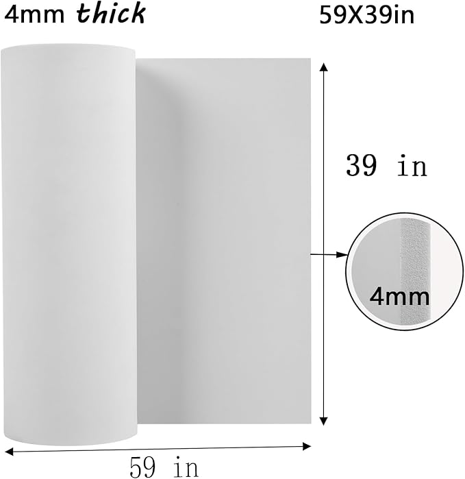 AMZQNART EVA Foam 4mm, Cosplay Foam 39x59 inch White, High Density 90 kg/m³ - Image 2