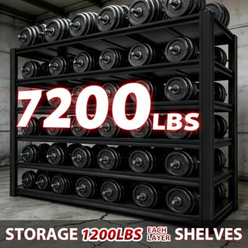 7,200 lbs Heavy-Duty Storage Shelves, 6-Tier Garage Shelving, Adjustable Shelving Units, Industrial Shelving, for Garage Storage, Heavy-Duty Garage Shelving (6T-84H x 55.03W x 24D)*2 - Image 4