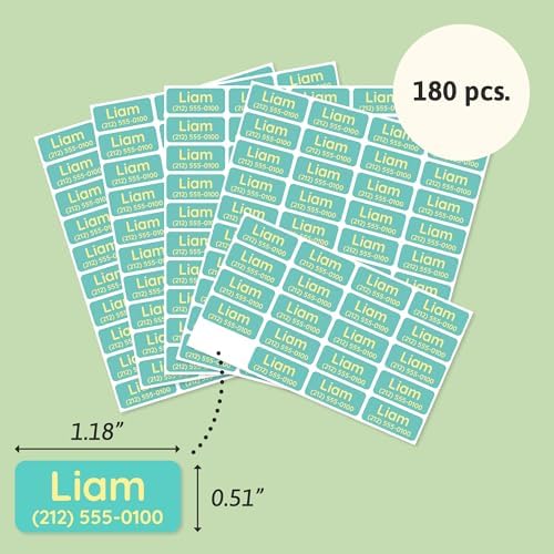 TeddyLabels - Clothing Labels for Nursing Home (180) – Self-Adhesive Name Tags for Clothes and Personal Items. Personalized Labels for Daycare, Nursing Homes, and Laundry Use - Turquoise - Image 6