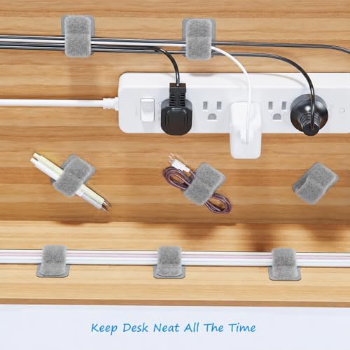 Under-Desk Cable Management Kit: 20 Adhesive & 100 Zip Ties (Grey) - Image 3