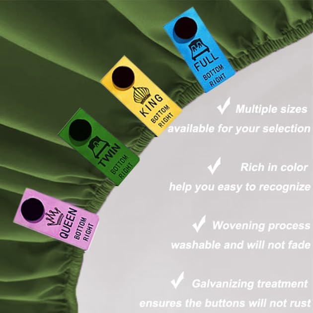 Generic Bedding Label Set, Color-Coded Snap Organization Tags, Washable - Image 4