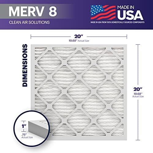 BNX 20x20x1 MERV 8 Air Filter 2 Pack - MADE IN USA - Electrostatic Pleated Air Conditioner HVAC AC Furnace Filters - Removes Dust, Mold, Pollen, Lint - Image 2