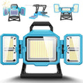 600W Solar 52000MAh Rechargeable Work Light, 52000 Lumen Foldable LED Work Lights with 3 Modes,Stand 360° Rotatable,IP66 Waterproof Portable Cordless Job Site Lighting for Construction Site, Workshop by Zenndpoon