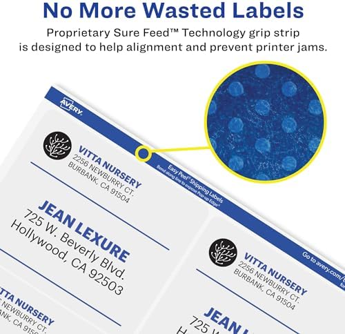 Avery Printable Shipping Labels with Sure Feed, 2" x 4", Matte Clear, 100 Blank Mailing Labels (18663) - Image 3