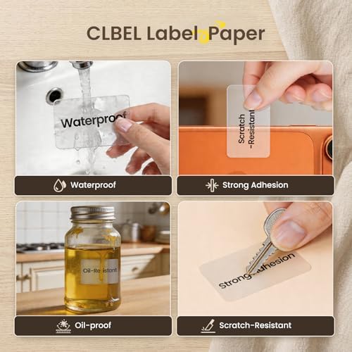Clabel Clear Thermal Label for CLABEL 221B/320B, 1.96" × 1.18" (50x30mm) Transparent Thermal Stickers for Kitchen Spice Jars, Food Storage & Bottles, Waterproof, Self-Adhesive Paper, 230 Labels/Roll - Image 4