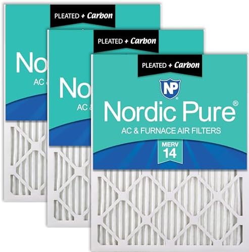 Nordic Pure 18x20x1 Pleated MERV 14 Plus Carbon Air Filters 3 Pack by NordicPure