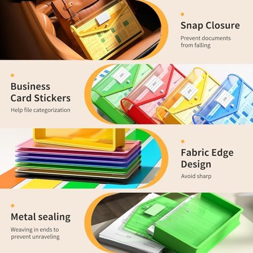 Plastic Expanding File Folder, Transparent Envelopes with Snap Closure - Image 4