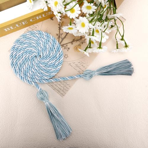 Graduation Cords 8pcs Cords for Graduation 2026 Sky Blue and White Honors Cords for Graduation Graduation Ropes Graduation Accessories 67" Long Braided Cords for 2026 Graduation Bachelor Gown - Image 3