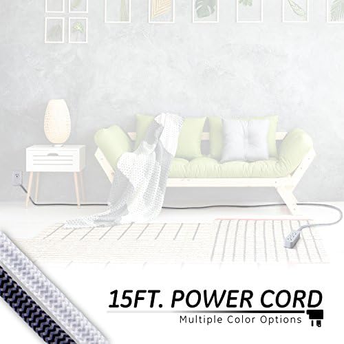 GE 3-Outlet Power Strip Braided Extension Cord with Multiple Outlets Grounded Flat Plug ETL Listed White 40530, 15 Ft (Pack of 12) - Image 3