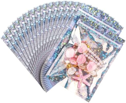 FUNFERY Star 4x6 inch Holographic Bags Resealable Bags with Clear Window by FUNFERY