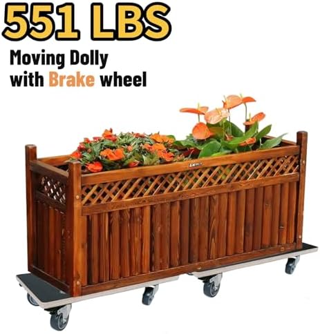 Anti-Slip Plywood Platform Dolly 2 Swivel + 2 Brake Caster Wooden Cart 550 Lbs Capacity (2 Packs per Set) Furniture Transporter Widely Use for Moving Heavy Furnitures,Goods, Green Plants - Image 2