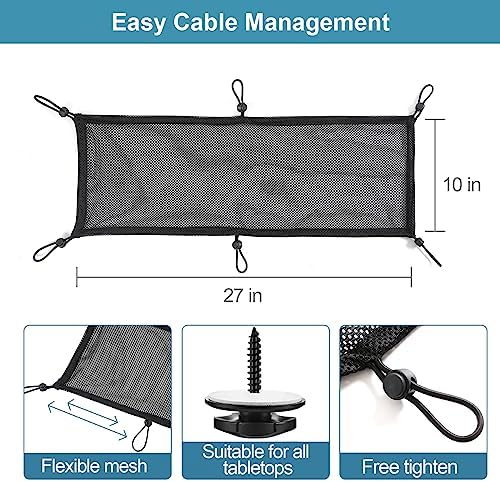Cable Management Mesh Under Desk Kit, Privacy Net, 36PCS Table Flexible Wire Organizer, Extra Large Capacity Kit Desk, 27 x 10 Inches - Image 2