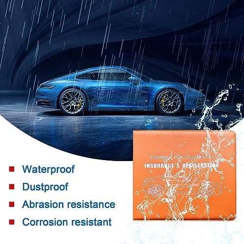 Ziciner Car Registration Insurance Holder, 2Pack Essential Auto Card Document Glove Box Organizer with Touch Fastener, Vehicle Interior Accessories Perfect for Most Car, Truck, SUV (Orange/Back Flag) - Image 4