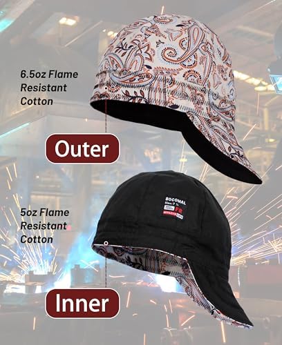 BOCOMAL FR Welding Cap Paisley Printed CAT2 Midweight 6 Pannel Welder Caps - Image 2