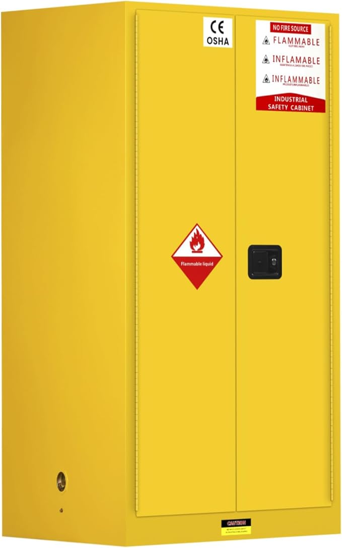 90 Gallon Yellow Flammable Storage Cabinet, Fireproof Steel Chemical Storage by Unknown