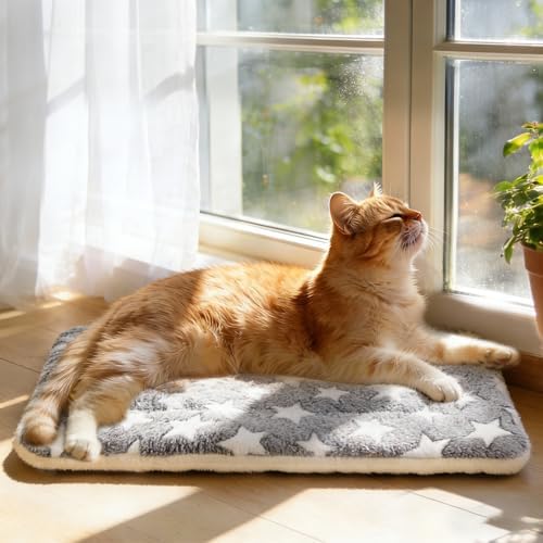 Mora Pets Cat Bed Ultra Soft Dog Crate Pad Star Print 14 x 17.5 inch Grey - Image 5