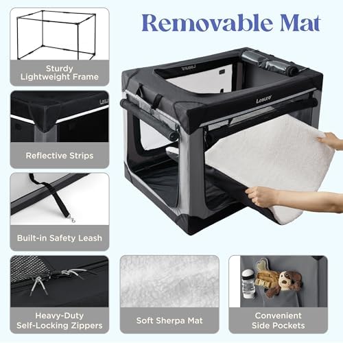 Lesure Shown on Today Show Soft Collapsible XL Dog Crate, 42in Grey - Image 5