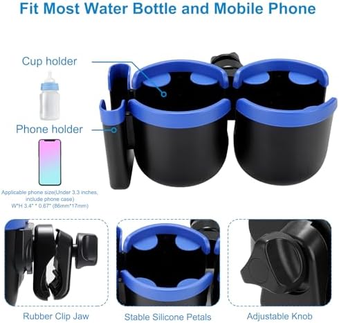 Accmor Stroller Cup Holder with Phone Holder, Bike Cup Holder, Walker Scooter Wheelchair Cup Holder Attachment, Universal Cup Holder for Uppababy Graco Strollers - Image 5