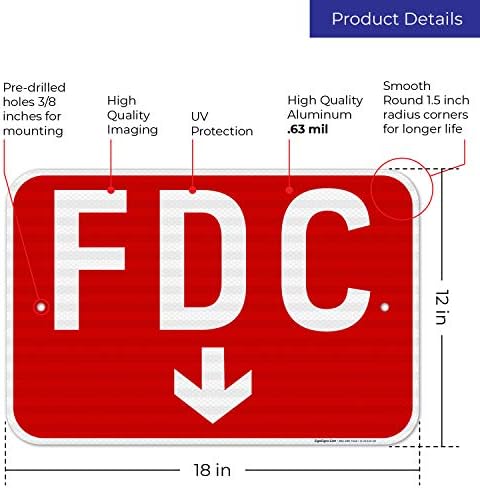 FDC Down Arrow Sign, Red Background, - Image 3