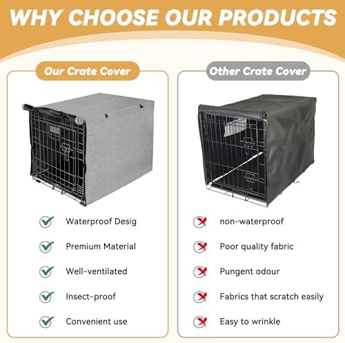 Akinerri Dog Crate Cover, Double Door Waterproof Kennel Cover, 48 in Grey - Image 3