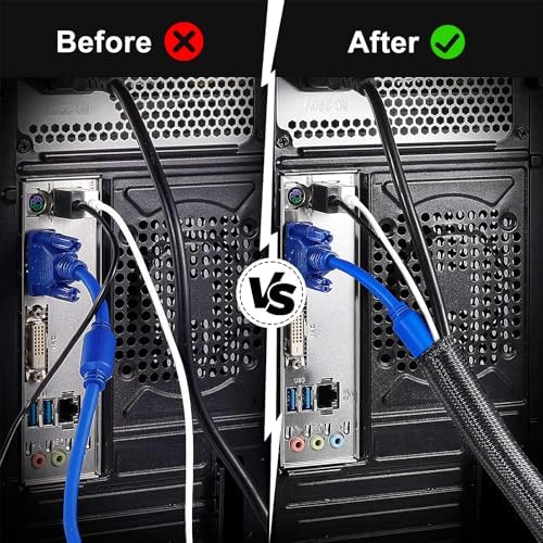 1/4" Cable Management Loom Wrap Sleeve Cord Wire Hider Organizer Covers - Image 4
