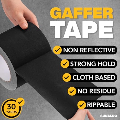 Gaffers Tape (4"x30 yards) Heavy Duty, Easy Rip, No Residue | Black - Image 3