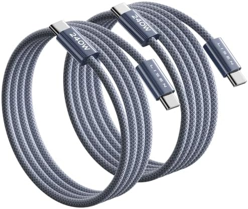 LISEN USB C to USB C Cable Fast Charging Cords 240W Type C Charger Fast Charging Cord Type C Cable for iPhone 16 15 iPad MacBook Pro Air Samsung S25 Switch,3.3ft+6.6ft/2 Pack/Midnight by Lisen