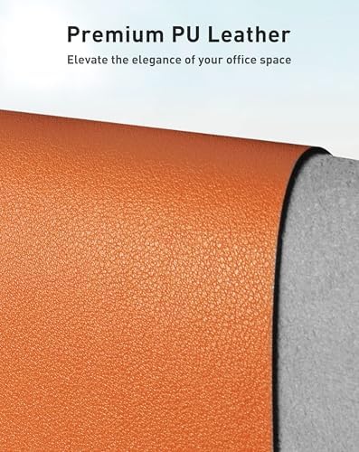 Aothia Faux Leather Desk Mat - Large Mouse Pad, Non-Slip PU Leather Blotter, Waterproof Writing Surface for Office and Home (Hermes Orange, 63" x 24") - Image 2