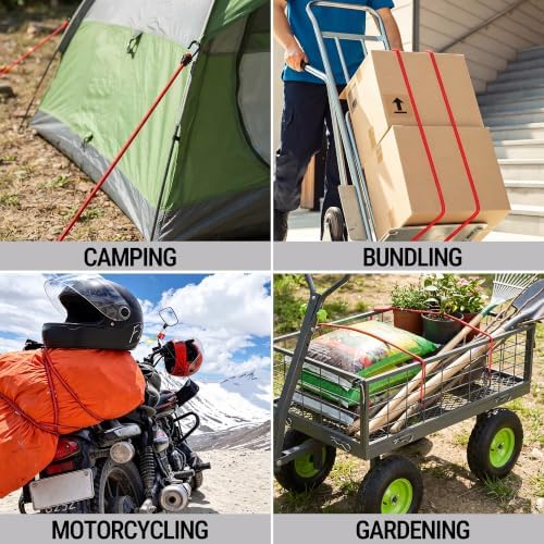 WORKPRO 24" Bungee Cords with Hooks, 4 Pack Heavy Duty Outdoor Bungee Strap - Image 7