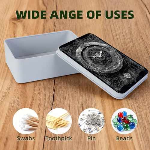 Large Metal Tins Box-7.1” x4.7”x2“ Rectangular Empty Storage Box With Lid Decorative Organizer Storage Tin Case For Office/Cookie/Candy/Jewelry/Photo/Letter-Wall Clock - Image 3