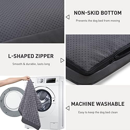 KSIIA Washable Dog Bed for Crate Waterproof for Medium Dogs,35x22 Inch,Gray - Image 5