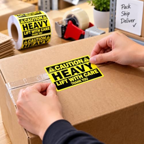 2 x 3Inch Caution Heavy Shipping Stickers,200Pcs Caution Heavy Labels - Image 4