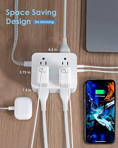 HANYCONY 6Ft Surge Protector Power Strip USB C, 1080J, 8 Outlet Extender - Image 3